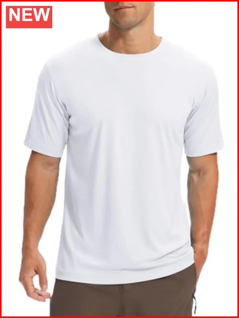 Mens UPF 50+ Sun Protection Rashguard Swim Shirt Quick Dry Short Sleeve